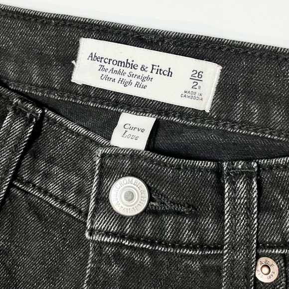 Abercrombie & Fitch Ankle Straight Ultra High Rise Jeans 26‎ 2 R black classic - Picture 6 of 13